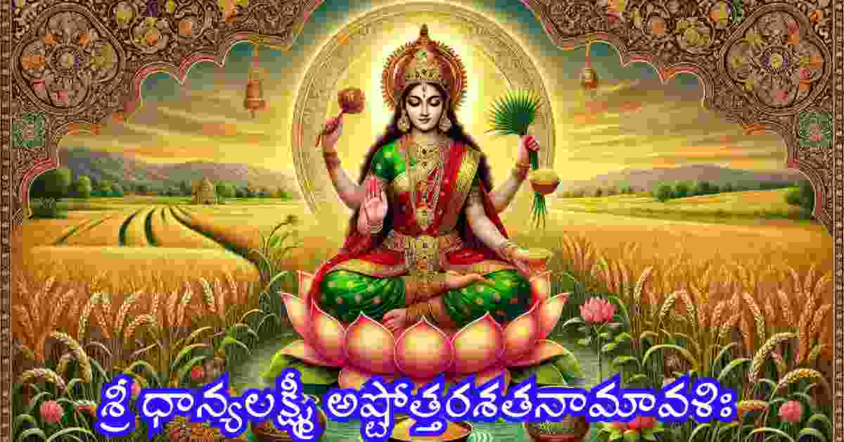 Dhanya Lakshmi Ashtottara shatanamavali in Telugu